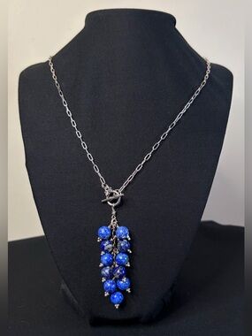 Sterling Silver Lapis Lazuli Cluster Artisan Crafted Necklace